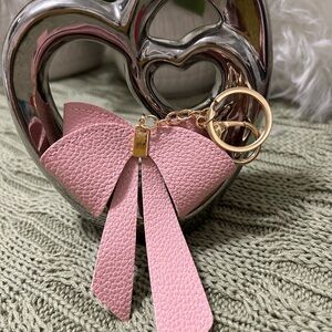 Cato Pink Leather Tassel Key & Card Holder with Gold Rings